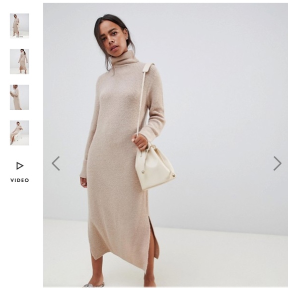 red roll neck jumper dress